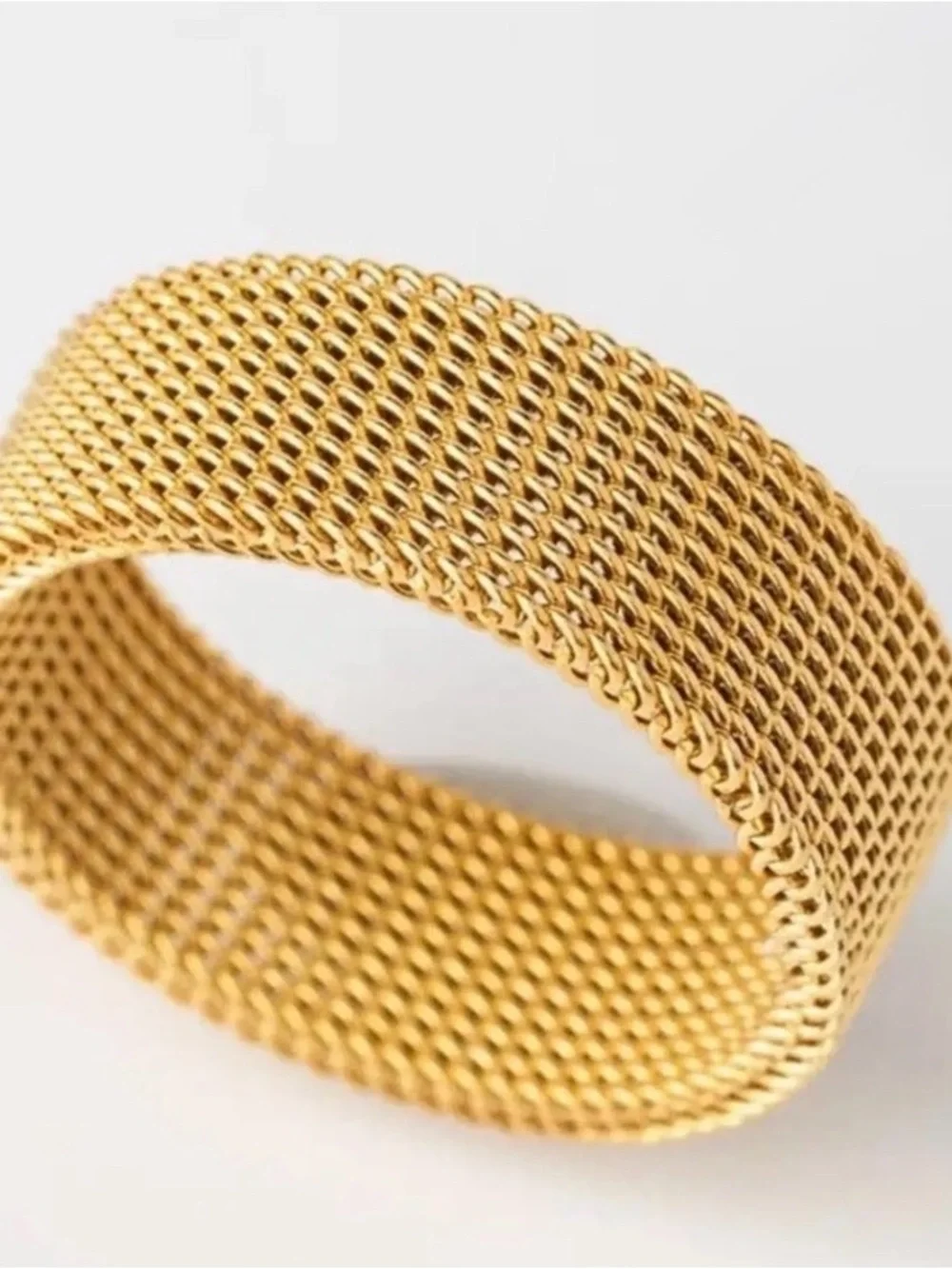 Plunder Unisex Gold Mesh Stretch Ring fashion jewelry Size 7